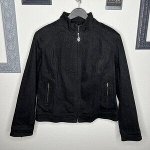 Christine Alexander Black Denim Jacket - Size XL - Swarovski Zipper Pull